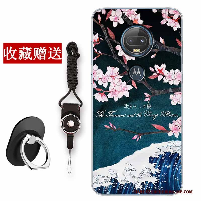 Hülle Moto G7 Plus Taschen Rosa Einfach, Case Moto G7 Plus Silikon Kunst Chinesische Art