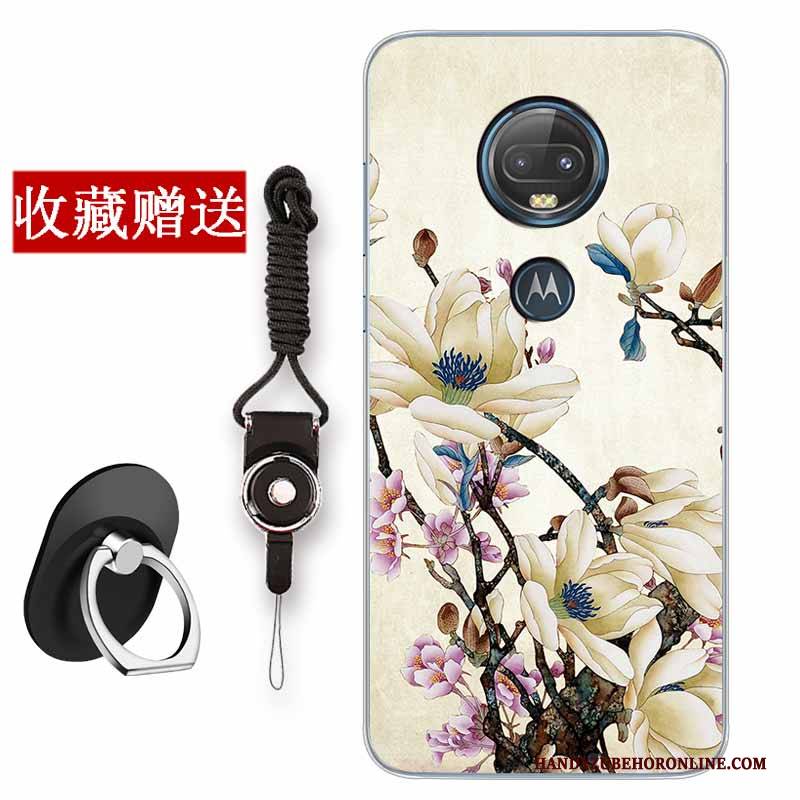 Hülle Moto G7 Plus Taschen Rosa Einfach, Case Moto G7 Plus Silikon Kunst Chinesische Art