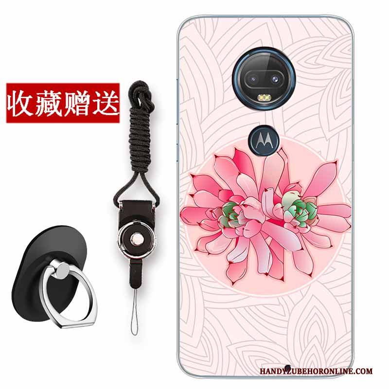 Hülle Moto G7 Plus Taschen Rosa Einfach, Case Moto G7 Plus Silikon Kunst Chinesische Art