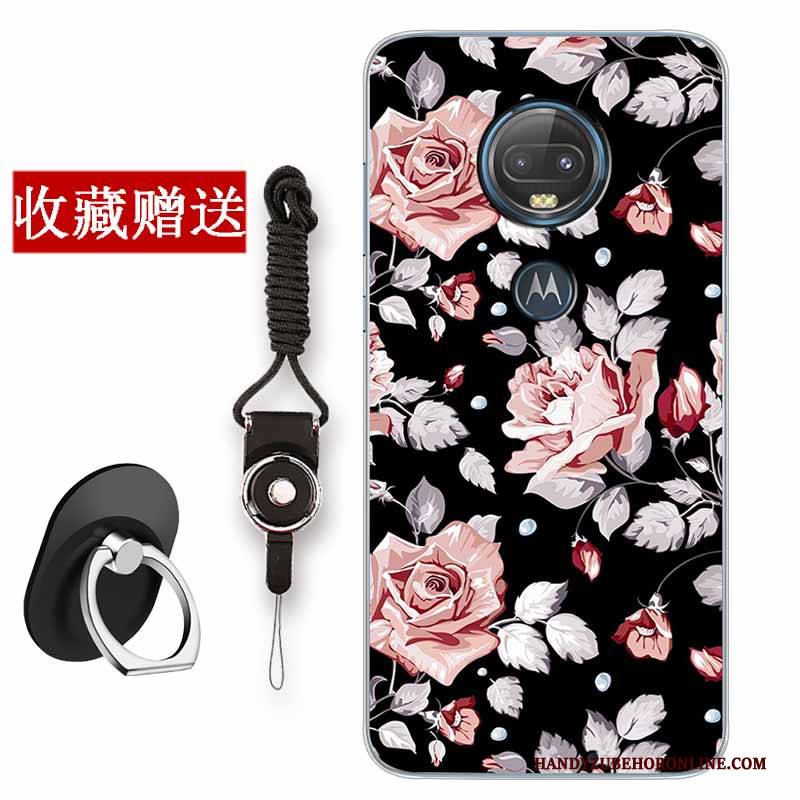 Hülle Moto G7 Plus Taschen Rosa Einfach, Case Moto G7 Plus Silikon Kunst Chinesische Art