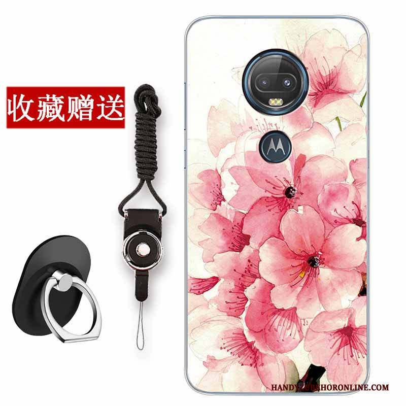 Hülle Moto G7 Plus Taschen Rosa Einfach, Case Moto G7 Plus Silikon Kunst Chinesische Art