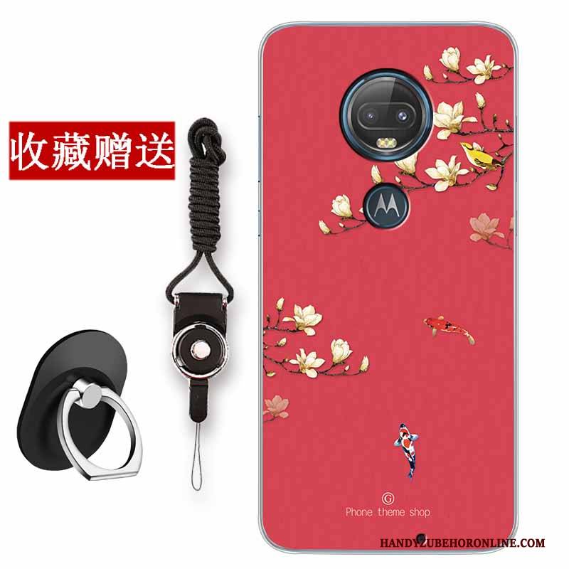 Hülle Moto G7 Plus Taschen Rosa Einfach, Case Moto G7 Plus Silikon Kunst Chinesische Art