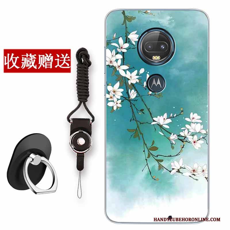 Hülle Moto G7 Plus Taschen Rosa Einfach, Case Moto G7 Plus Silikon Kunst Chinesische Art