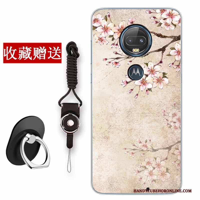 Hülle Moto G7 Plus Taschen Rosa Einfach, Case Moto G7 Plus Silikon Kunst Chinesische Art