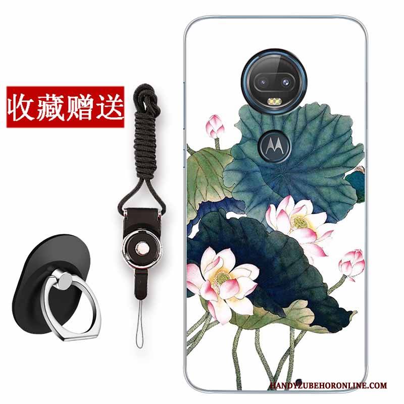 Hülle Moto G7 Plus Taschen Rosa Einfach, Case Moto G7 Plus Silikon Kunst Chinesische Art