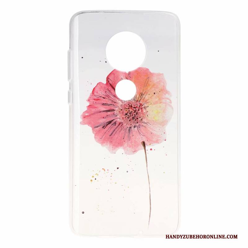 Hülle Moto G7 Power Karikatur Rosa Anti-sturz, Case Moto G7 Power Taschen Schmetterling