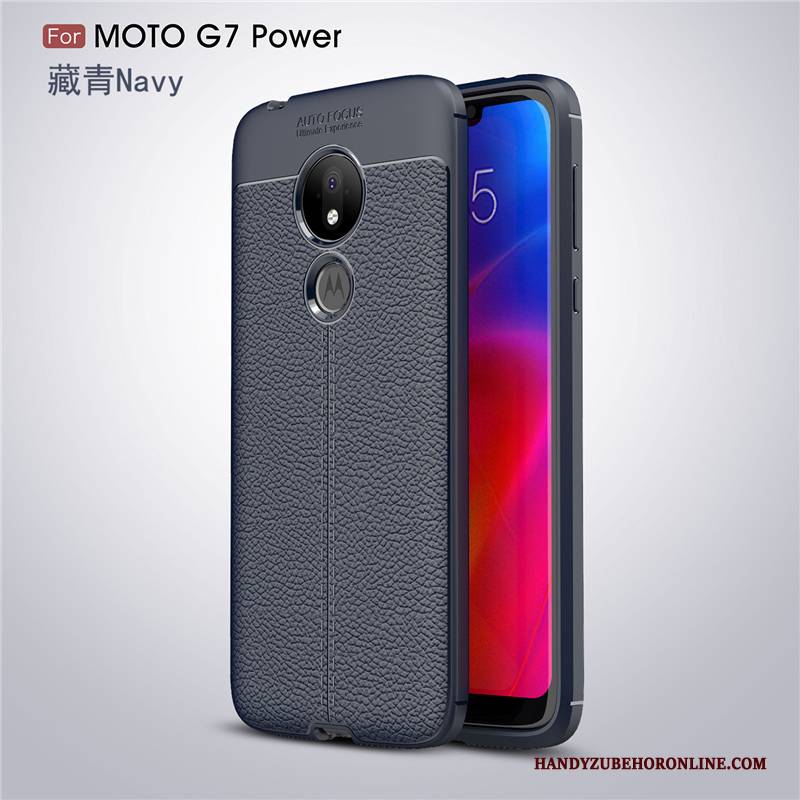 Hülle Moto G7 Power Leder Anti-sturz Muster, Case Moto G7 Power Silikon Persönlichkeit Rot