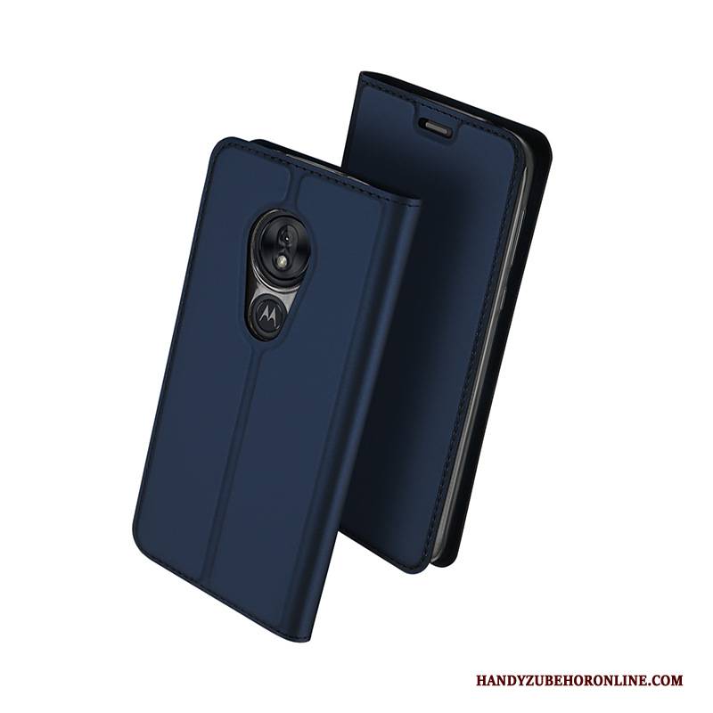 Hülle Moto G7 Power Leder Karte Handyhüllen, Case Moto G7 Power Schutz Anti-sturz Blau