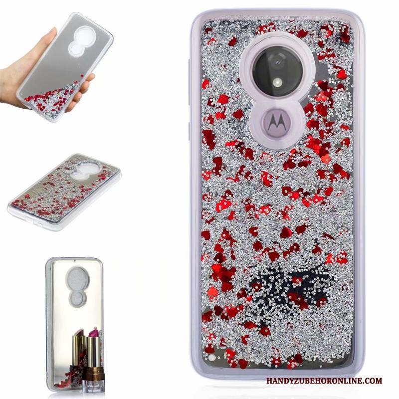 Hülle Moto G7 Power Weiche Handyhüllen Rot, Case Moto G7 Power Silikon Treibsand Anti-sturz