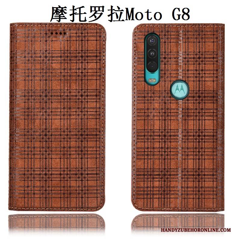 Hülle Moto G8 Folio Samt Handyhüllen, Case Moto G8 Taschen Grau