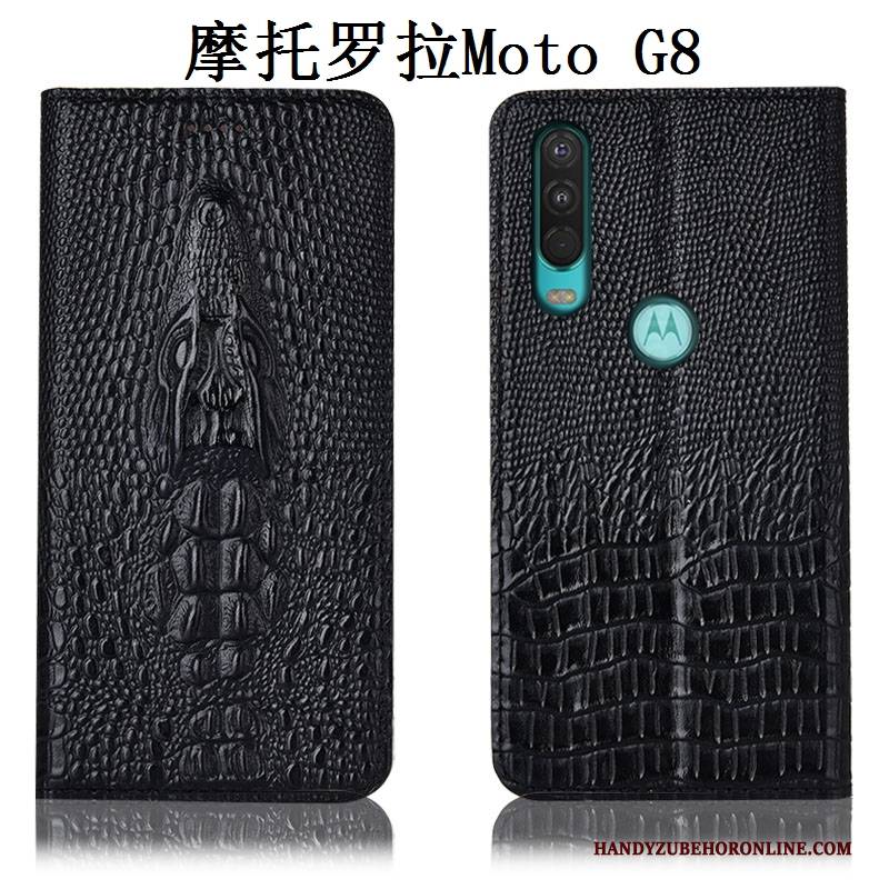 Hülle Moto G8 Leder Handyhüllen Anti-sturz, Case Moto G8 Taschen Gelb