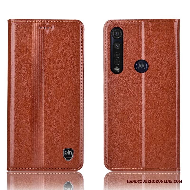 Hülle Moto G8 Plus Folio Rot Anti-sturz, Case Moto G8 Plus Leder Handyhüllen