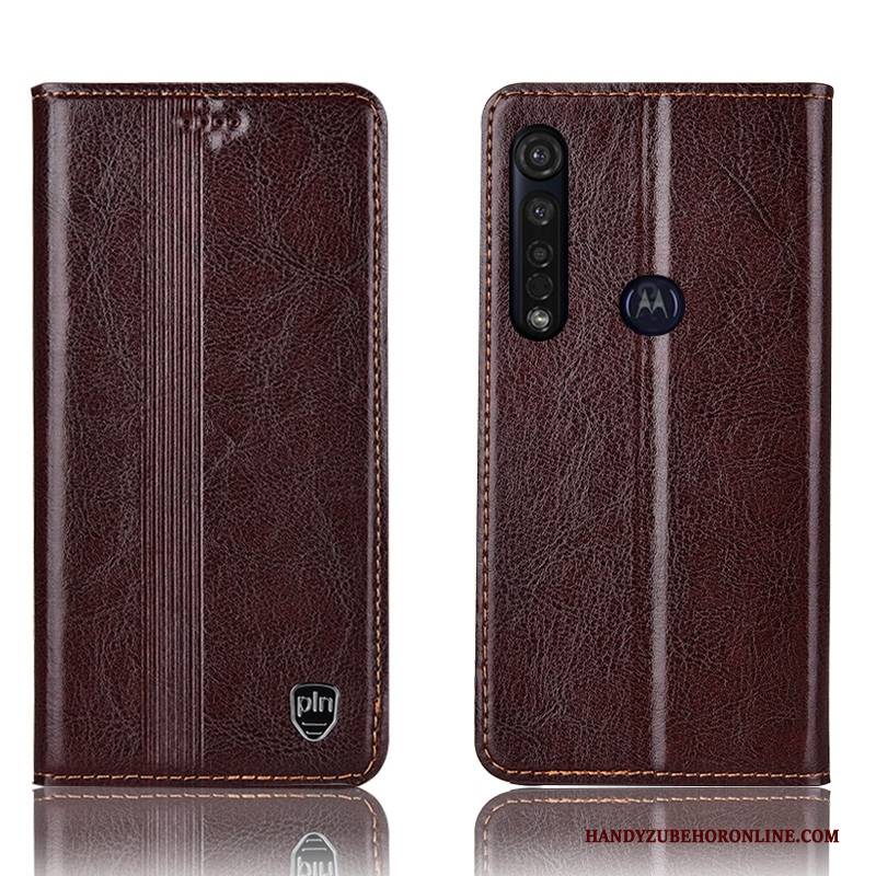 Hülle Moto G8 Plus Folio Rot Anti-sturz, Case Moto G8 Plus Leder Handyhüllen