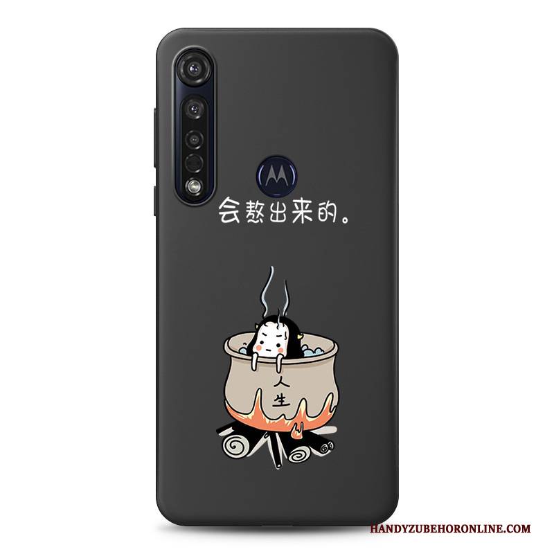 Hülle Moto G8 Plus Karikatur Schwarz Persönlichkeit, Case Moto G8 Plus Reichtum Katzen