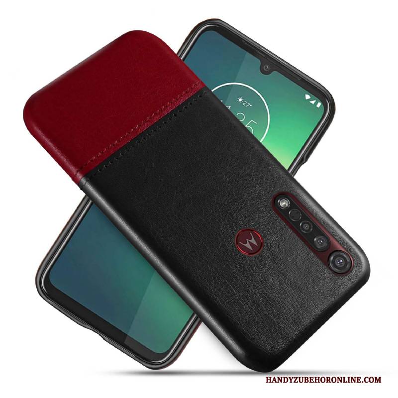 Hülle Moto G8 Plus Kreativ Business Zweifarbig, Case Moto G8 Plus Lederhülle Handyhüllen Schwarz