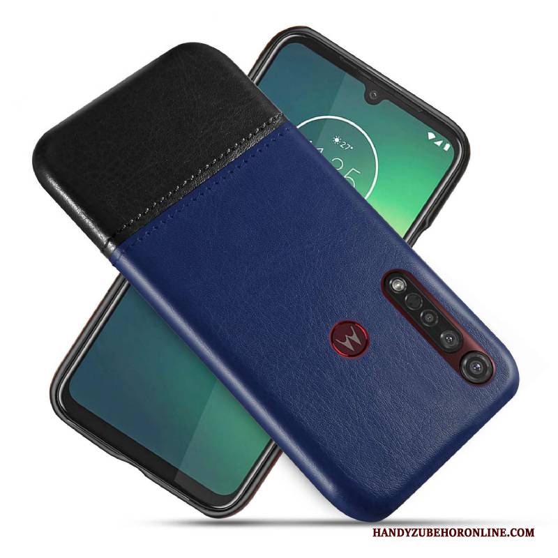 Hülle Moto G8 Plus Kreativ Business Zweifarbig, Case Moto G8 Plus Lederhülle Handyhüllen Schwarz