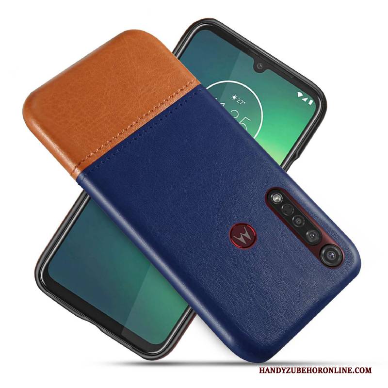 Hülle Moto G8 Plus Kreativ Business Zweifarbig, Case Moto G8 Plus Lederhülle Handyhüllen Schwarz