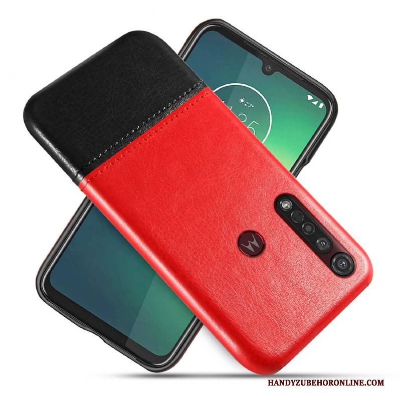 Hülle Moto G8 Plus Kreativ Business Zweifarbig, Case Moto G8 Plus Lederhülle Handyhüllen Schwarz