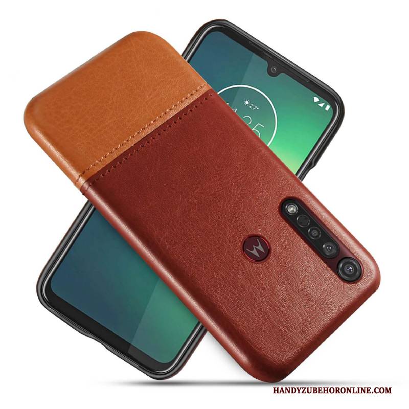 Hülle Moto G8 Plus Kreativ Business Zweifarbig, Case Moto G8 Plus Lederhülle Handyhüllen Schwarz