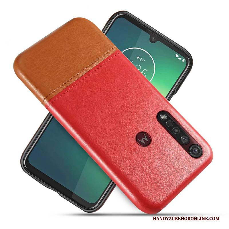 Hülle Moto G8 Plus Kreativ Business Zweifarbig, Case Moto G8 Plus Lederhülle Handyhüllen Schwarz