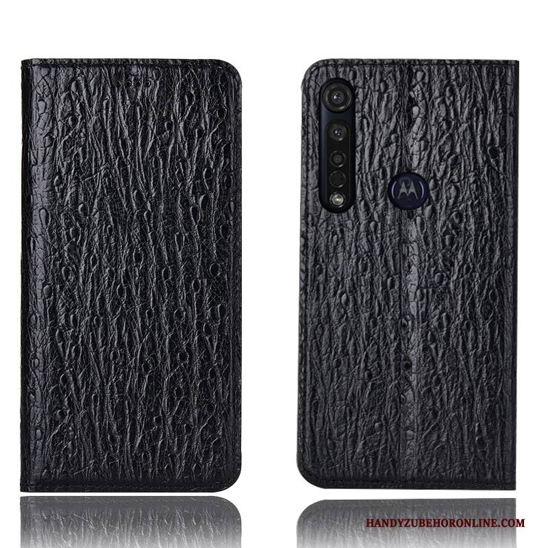 Hülle Moto G8 Plus Leder Grün Handyhüllen, Case Moto G8 Plus Taschen Vogel Anti-sturz