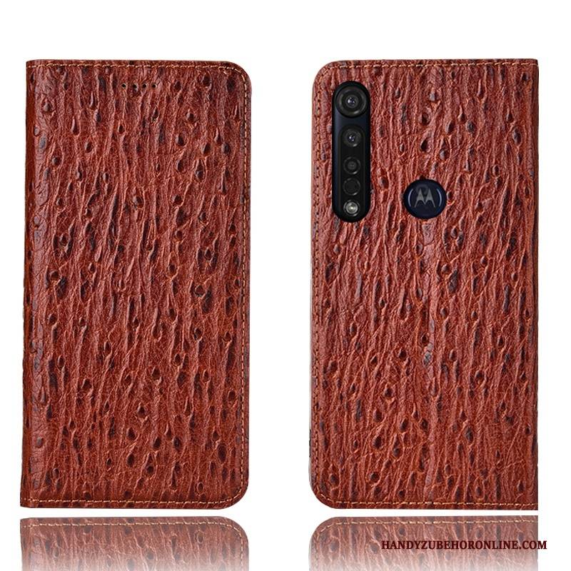 Hülle Moto G8 Plus Leder Grün Handyhüllen, Case Moto G8 Plus Taschen Vogel Anti-sturz