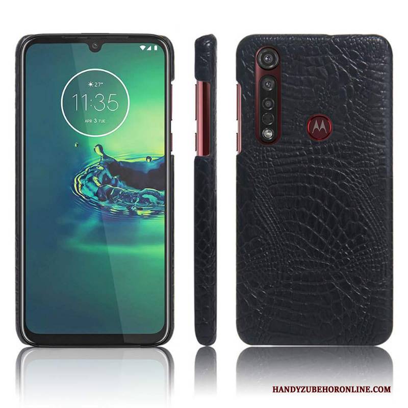 Hülle Moto G8 Plus Leder Handyhüllen Leichtgewicht, Case Moto G8 Plus Schutz Nubuck Schlank