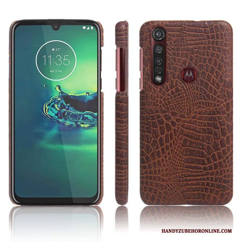 Hülle Moto G8 Plus Leder Handyhüllen Leichtgewicht, Case Moto G8 Plus Schutz Nubuck Schlank