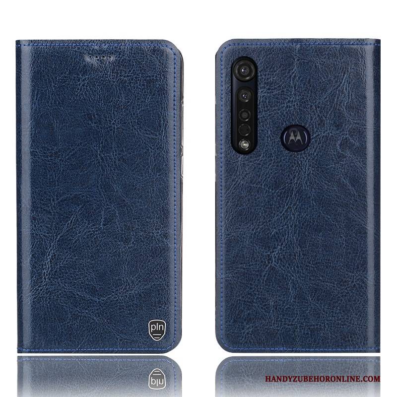 Hülle Moto G8 Plus Taschen Blau Anti-sturz, Case Moto G8 Plus Schutz Handyhüllen Muster