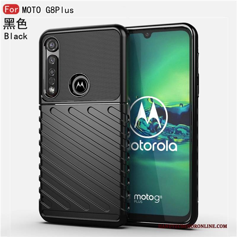 Hülle Moto G8 Plus Taschen Handyhüllen Schwarz, Case Moto G8 Plus Weiche Business Anti-sturz