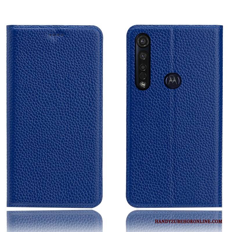 Hülle Moto G8 Plus Taschen Litchi Muster, Case Moto G8 Plus Schutz Handyhüllen Anti-sturz