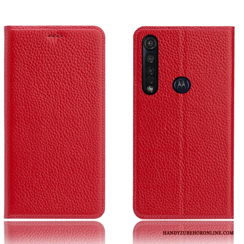 Hülle Moto G8 Plus Taschen Litchi Muster, Case Moto G8 Plus Schutz Handyhüllen Anti-sturz