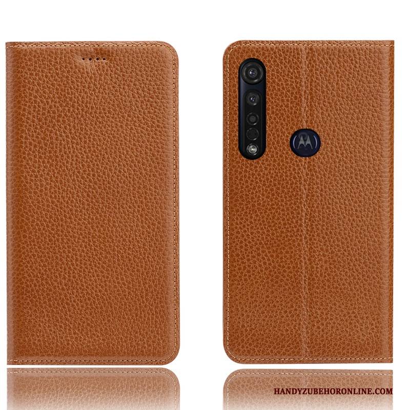 Hülle Moto G8 Plus Taschen Litchi Muster, Case Moto G8 Plus Schutz Handyhüllen Anti-sturz