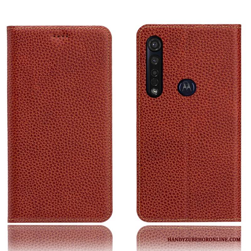 Hülle Moto G8 Plus Taschen Litchi Muster, Case Moto G8 Plus Schutz Handyhüllen Anti-sturz