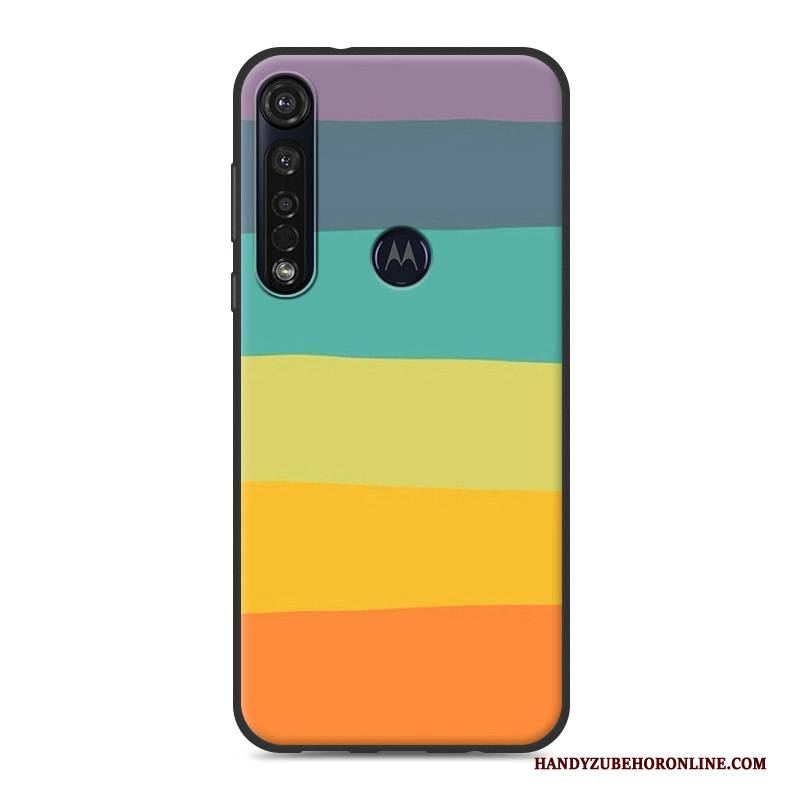 Hülle Moto G8 Plus Weiche Nubuck Trend, Case Moto G8 Plus Karikatur Handyhüllen Weiß