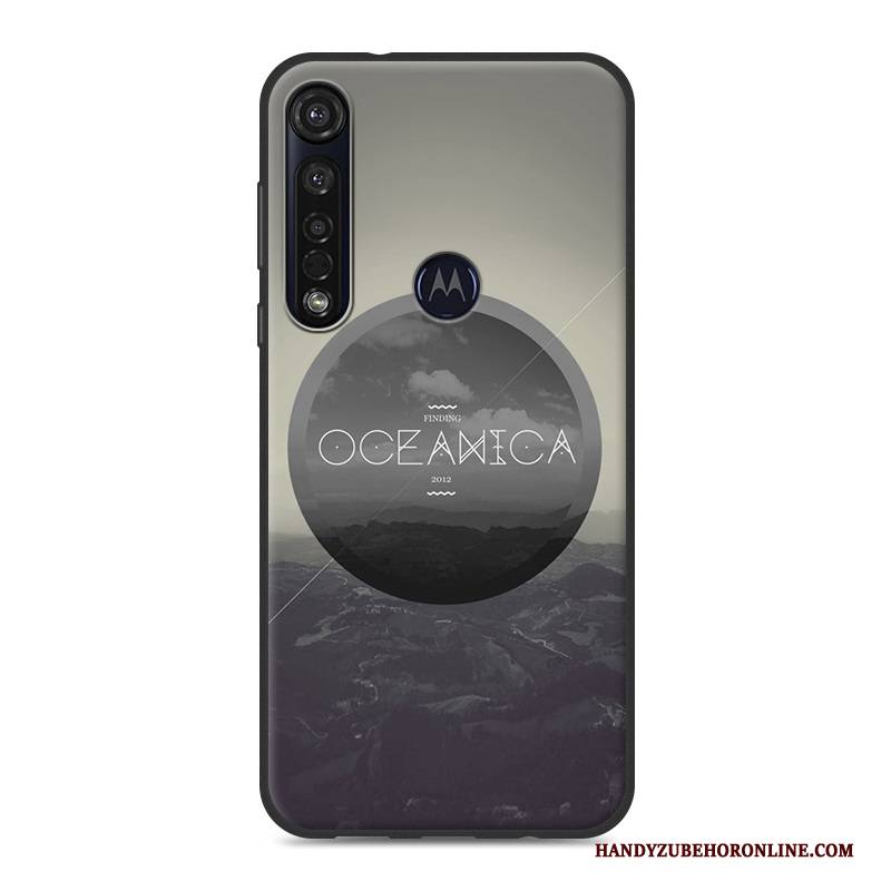 Hülle Moto G8 Plus Weiche Nubuck Trend, Case Moto G8 Plus Karikatur Handyhüllen Weiß