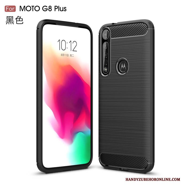 Hülle Moto G8 Plus Weiche Rot Seide, Case Moto G8 Plus Schutz Faser Handyhüllen