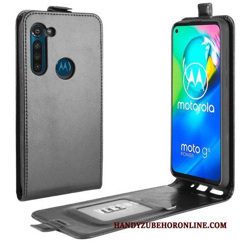 Hülle Moto G8 Power Geldbörse Schwarz Business, Case Moto G8 Power Halterung Trend Karte