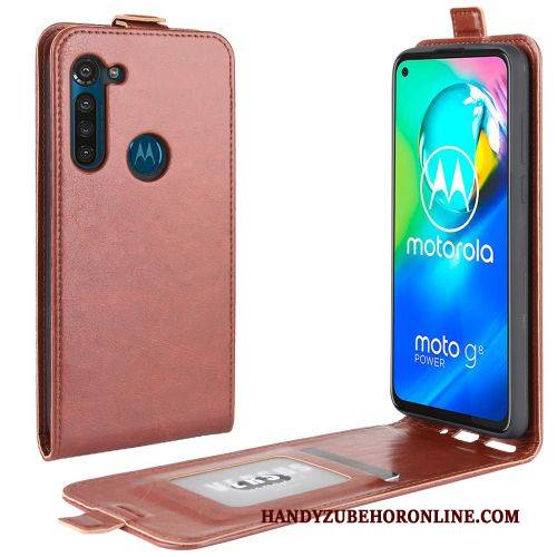 Hülle Moto G8 Power Geldbörse Schwarz Business, Case Moto G8 Power Halterung Trend Karte