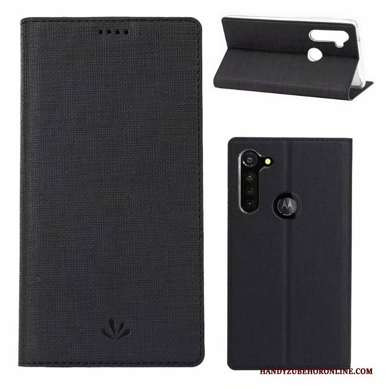 Hülle Moto G8 Power Lederhülle Muster Handyhüllen, Case Moto G8 Power Folio Karte Grau