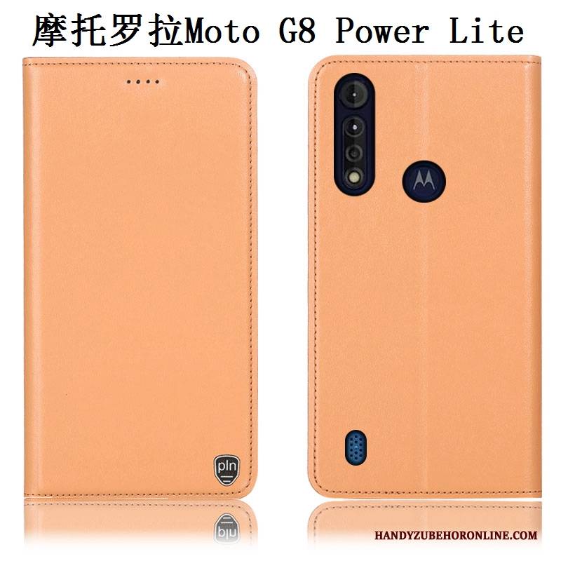 Hülle Moto G8 Power Lite Folio Muster Handyhüllen, Case Moto G8 Power Lite Leder Anti-sturz Gelb