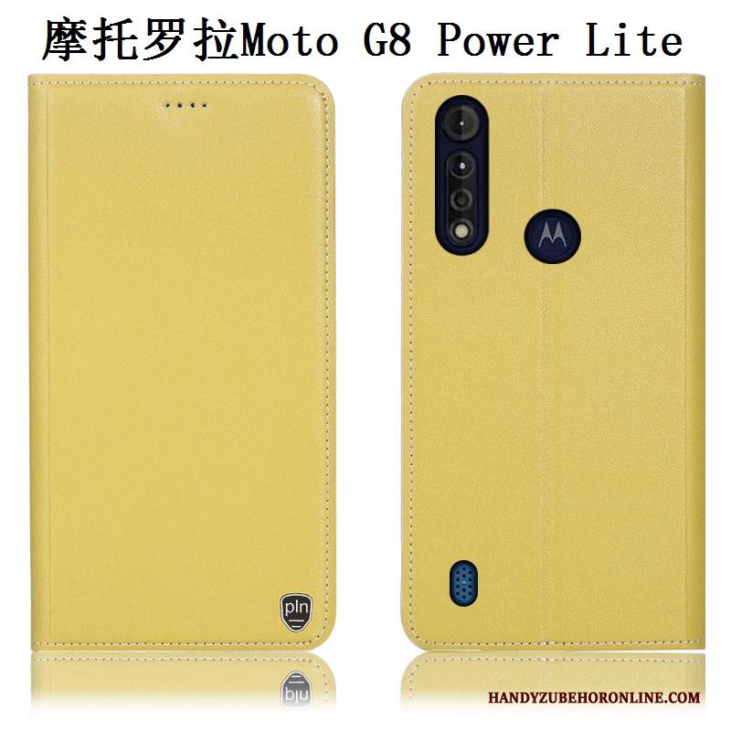 Hülle Moto G8 Power Lite Folio Muster Handyhüllen, Case Moto G8 Power Lite Leder Anti-sturz Gelb