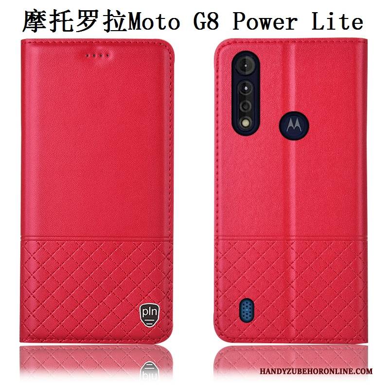 Hülle Moto G8 Power Lite Leder Anti-sturz Blau, Case Moto G8 Power Lite Lederhülle Handyhüllen