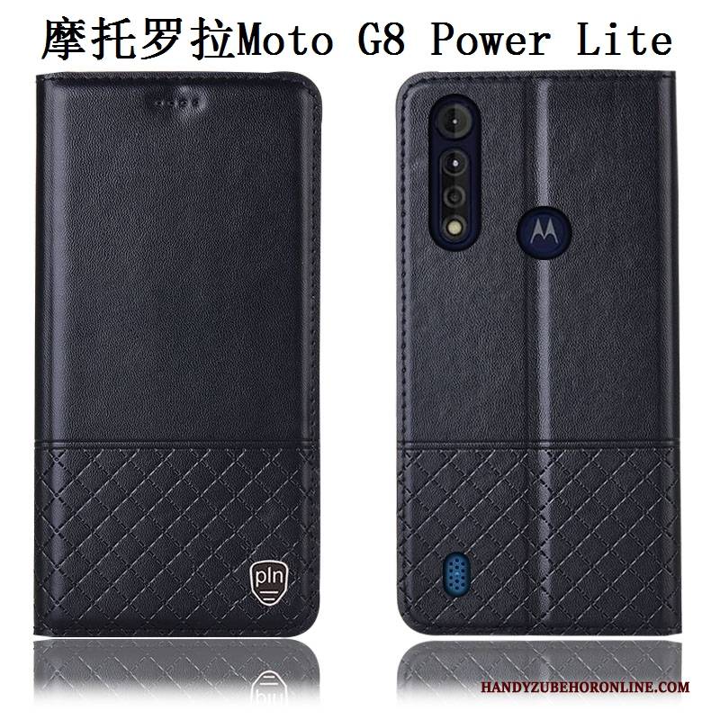 Hülle Moto G8 Power Lite Leder Anti-sturz Blau, Case Moto G8 Power Lite Lederhülle Handyhüllen