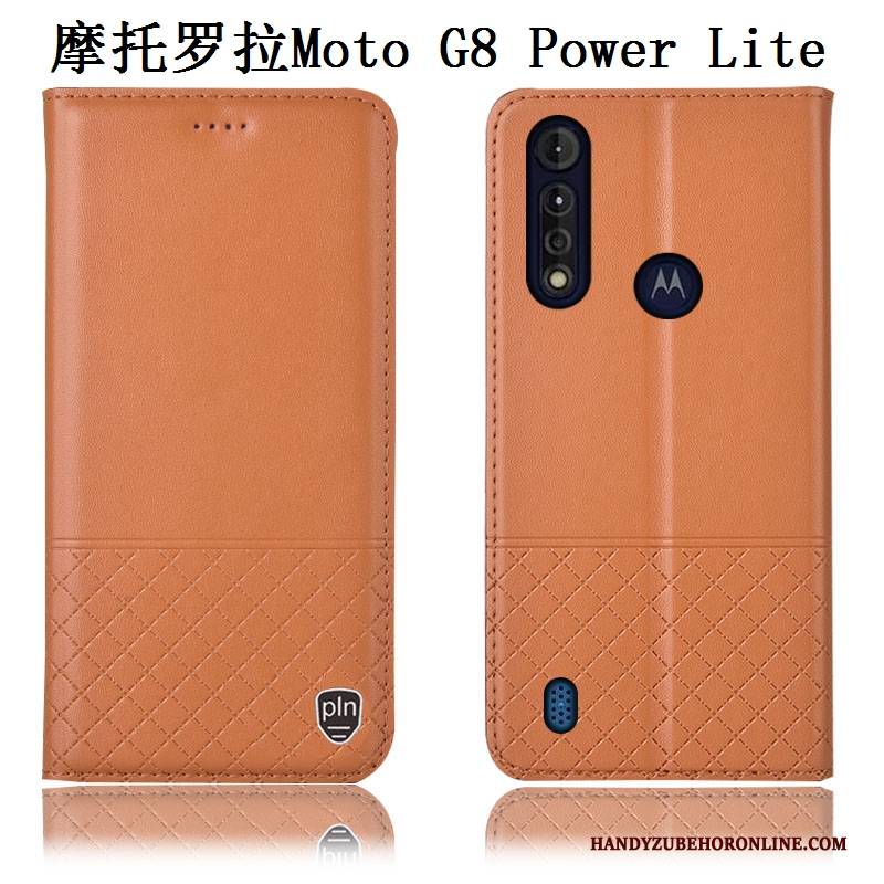 Hülle Moto G8 Power Lite Leder Anti-sturz Blau, Case Moto G8 Power Lite Lederhülle Handyhüllen