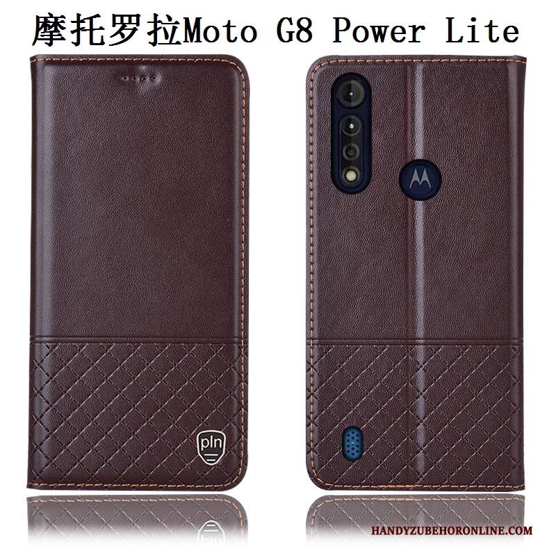 Hülle Moto G8 Power Lite Leder Anti-sturz Blau, Case Moto G8 Power Lite Lederhülle Handyhüllen