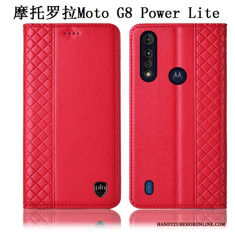 Hülle Moto G8 Power Lite Leder Anti-sturz Handyhüllen, Case Moto G8 Power Lite Taschen Braun