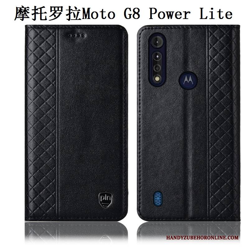 Hülle Moto G8 Power Lite Leder Anti-sturz Handyhüllen, Case Moto G8 Power Lite Taschen Braun