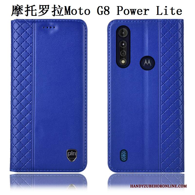 Hülle Moto G8 Power Lite Leder Anti-sturz Handyhüllen, Case Moto G8 Power Lite Taschen Braun