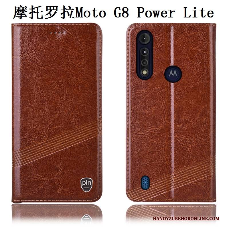 Hülle Moto G8 Power Lite Leder Muster Handyhüllen, Case Moto G8 Power Lite Schutz Schwarz Anti-sturz